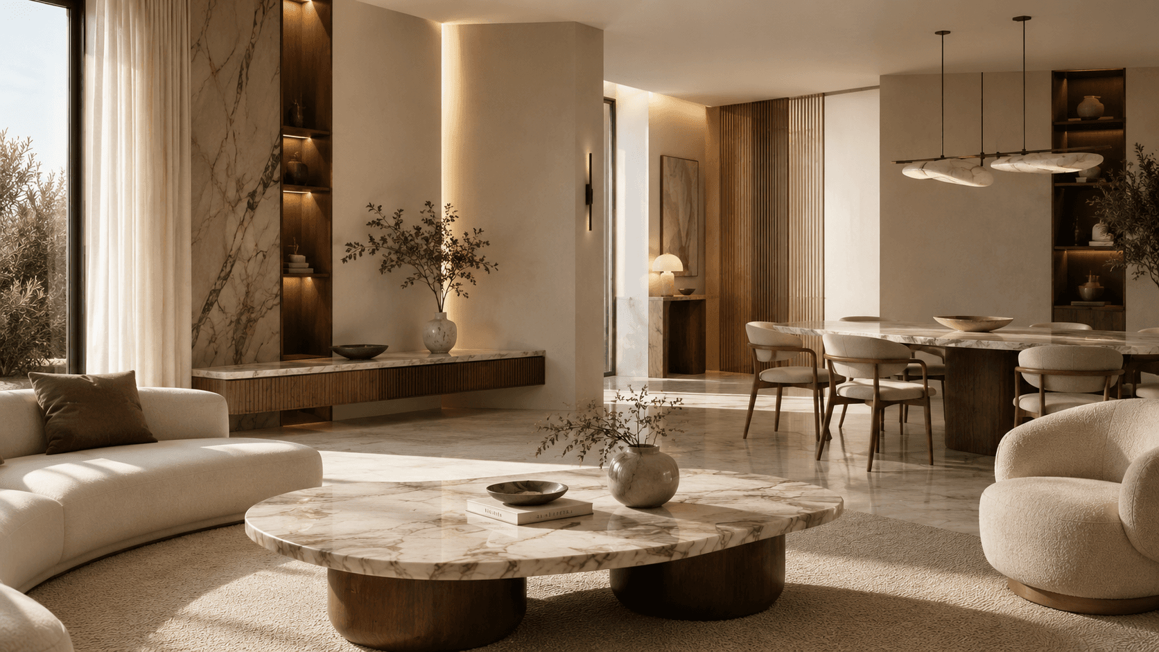 Intérieur en marbre naturel et bois massif