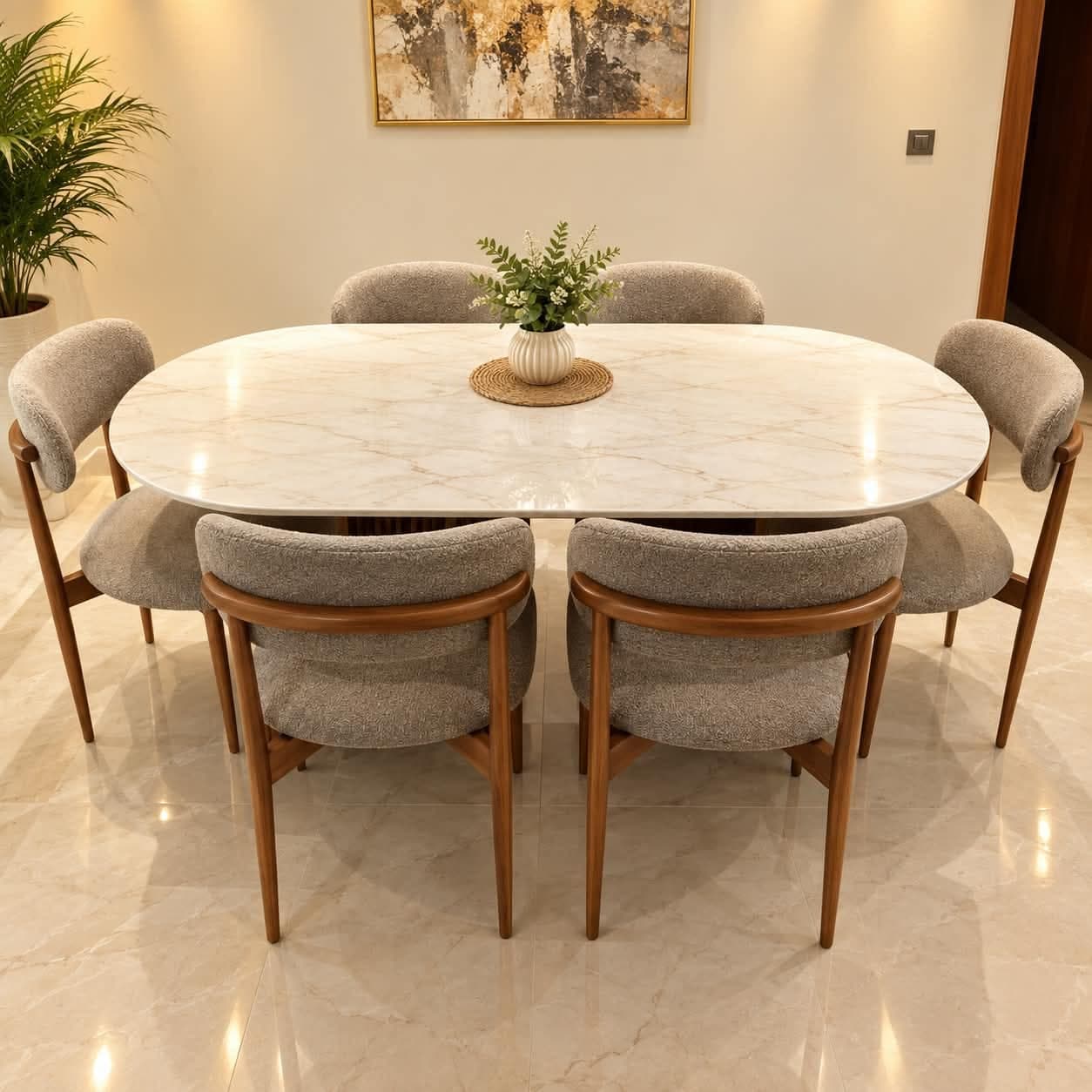 Table marbré ovale