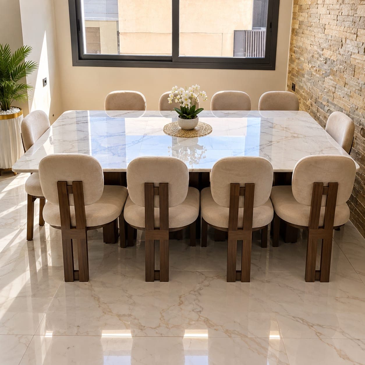 Table rectangulaire brillant